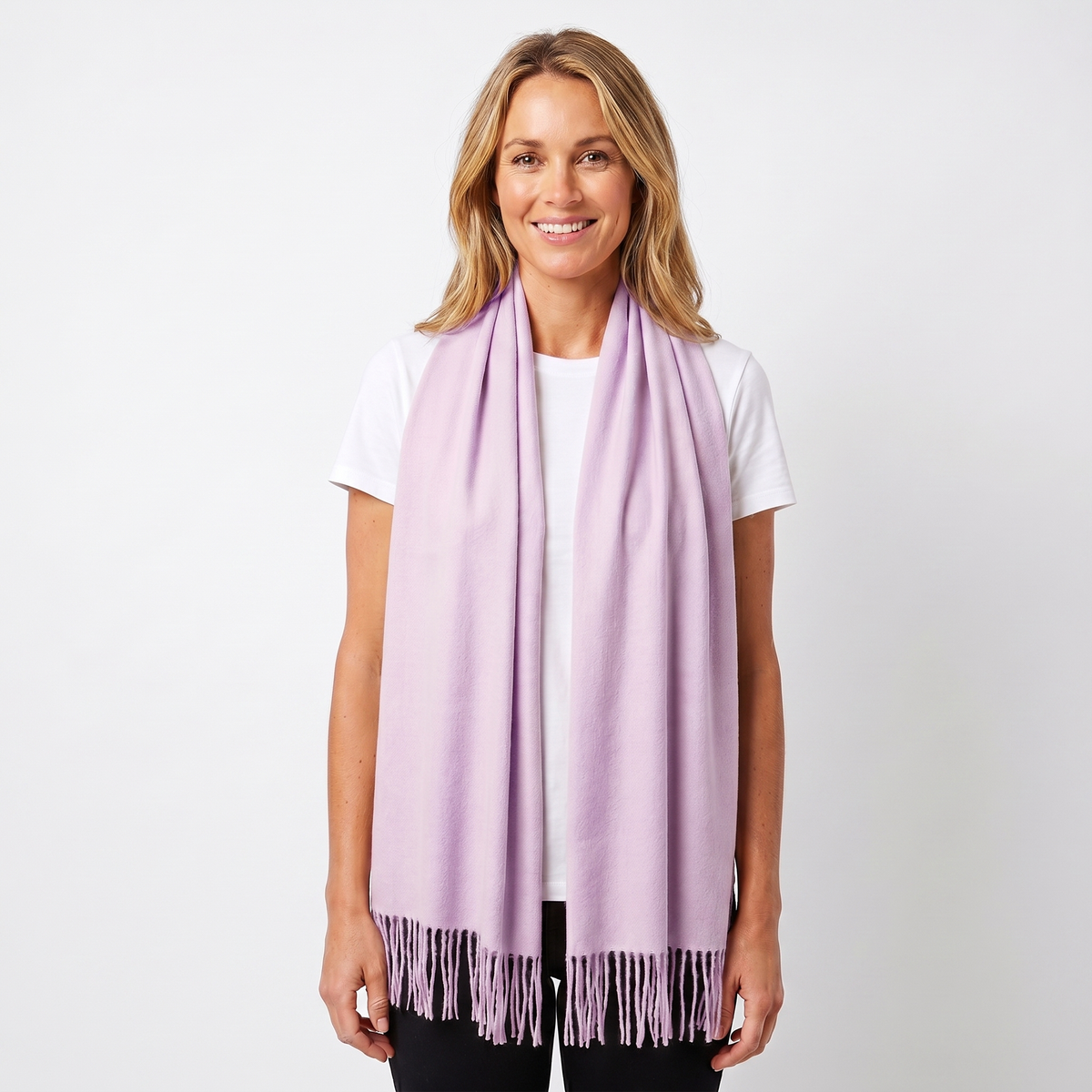 Women's Wide Cashmere-Style Scarf Long Fringed Hem