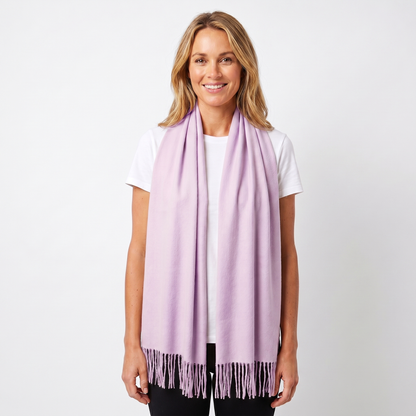 Women's Wide Cashmere-Style Scarf Long Fringed Hem