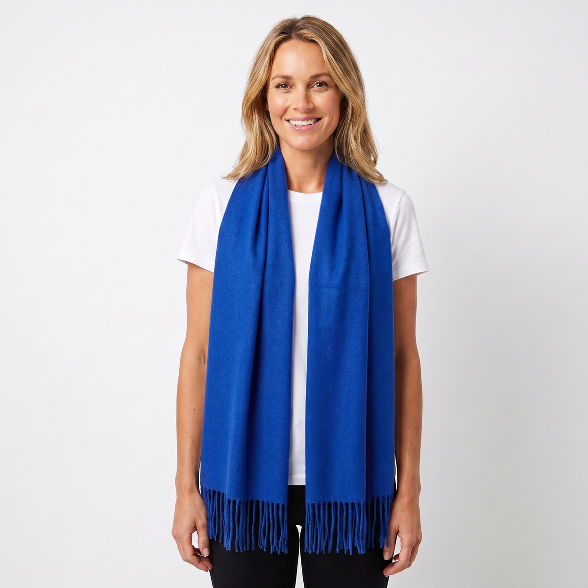 Women's Wide Cashmere-Style Scarf Long Fringed Hem