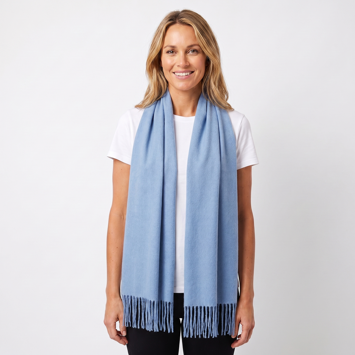 Women's Wide Cashmere-Style Scarf Long Fringed Hem