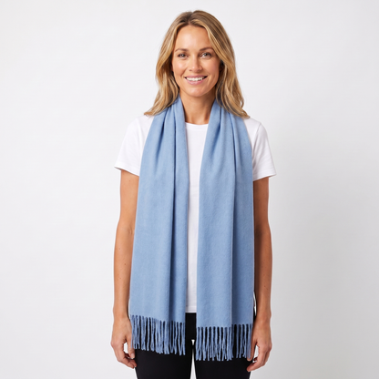 Women's Wide Cashmere-Style Scarf Long Fringed Hem
