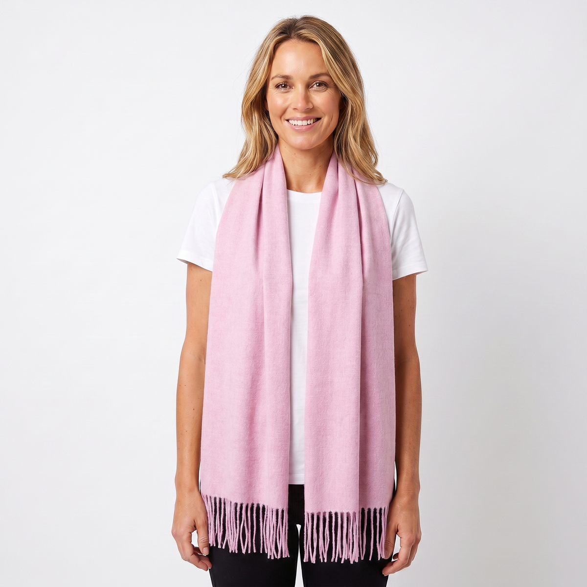 Women's Wide Cashmere-Style Scarf Long Fringed Hem