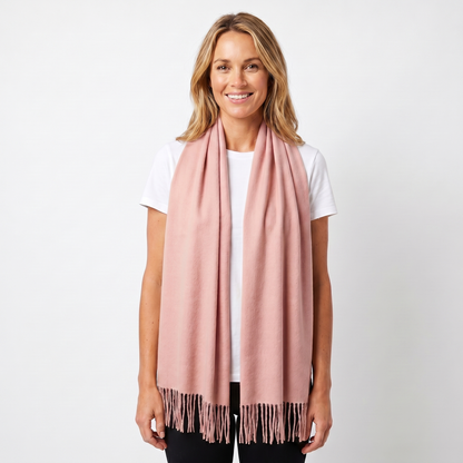 Women's Wide Cashmere-Style Scarf Long Fringed Hem