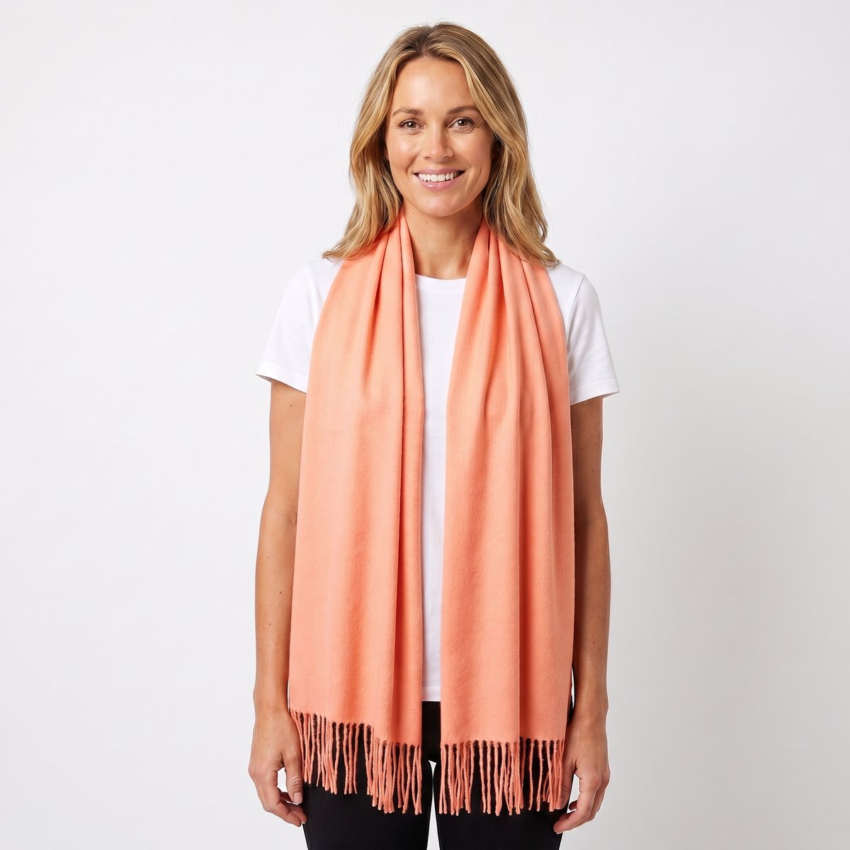 Women's Wide Cashmere-Style Scarf Long Fringed Hem
