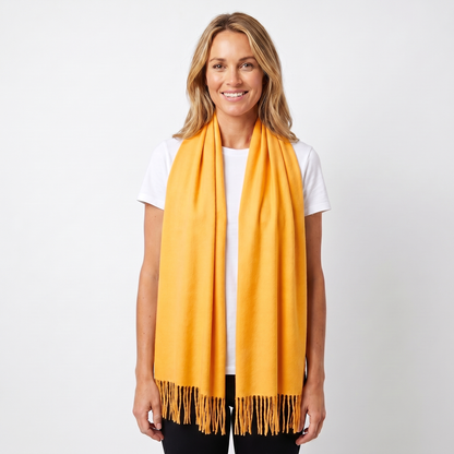 Women's Wide Cashmere-Style Scarf Long Fringed Hem