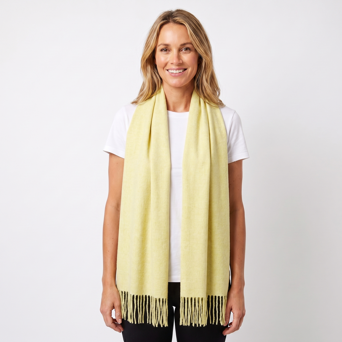 Women's Wide Cashmere-Style Scarf Long Fringed Hem