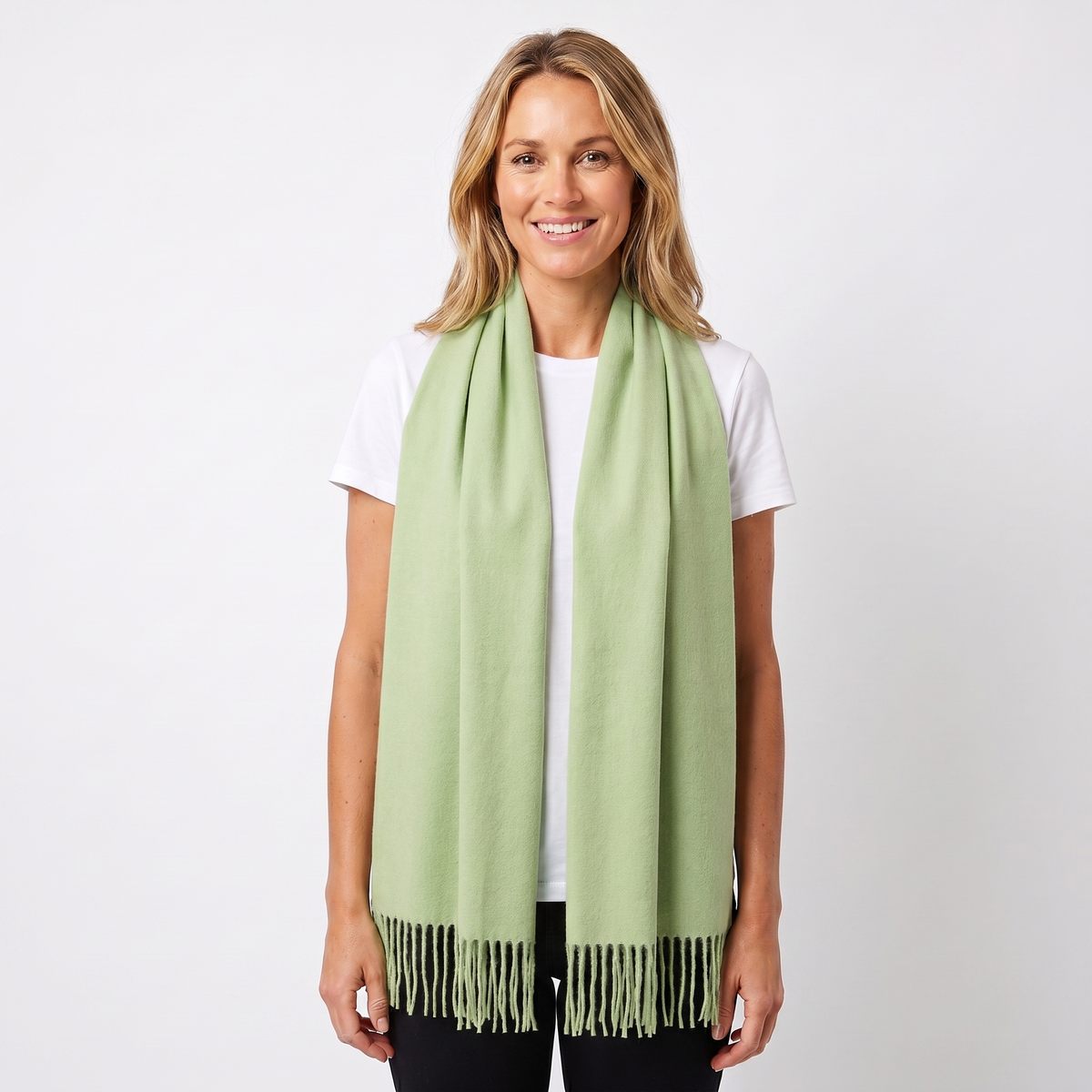 Women's Wide Cashmere-Style Scarf Long Fringed Hem