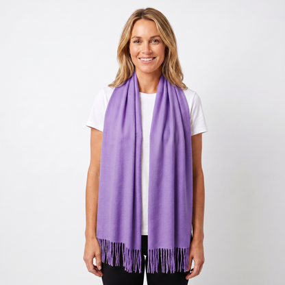 Women's Wide Cashmere-Style Scarf Long Fringed Hem