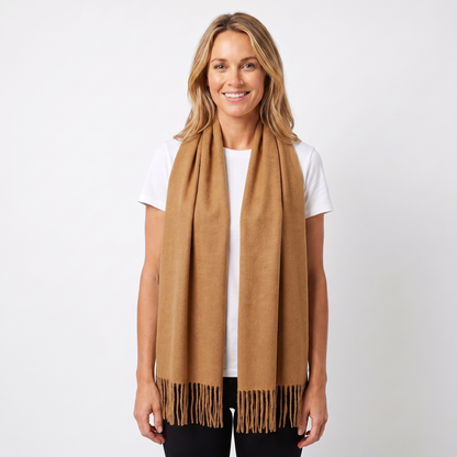 Women's Wide Cashmere-Style Scarf Long Fringed Hem