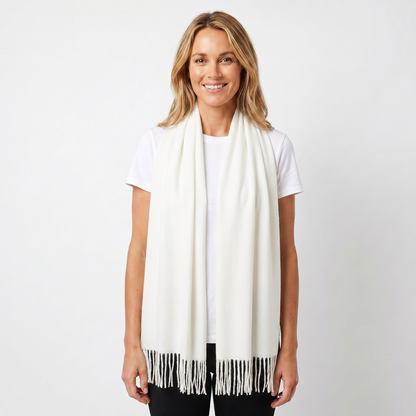 Women's Wide Cashmere-Style Scarf Long Fringed Hem