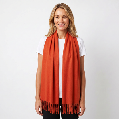 Women's Wide Cashmere-Style Scarf Long Fringed Hem