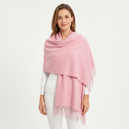 Women's Oversized Cashmere-Style Shawl Long Knotted Fringe