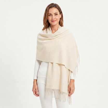 Women's Oversized Cashmere-Style Shawl Long Knotted Fringe