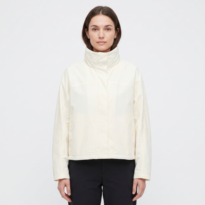 Women's Funnel Neck Jacket – Minimal Shell Oversized Concealed Placket