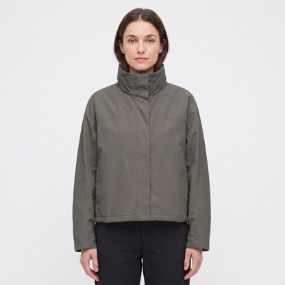 Women's Funnel Neck Jacket – Minimal Shell Oversized Concealed Placket