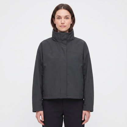 Women's Funnel Neck Jacket – Minimal Shell Oversized Concealed Placket
