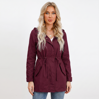 Women's Anorak Jacket – Hooded Utility Drawstring Waist Flap Pockets