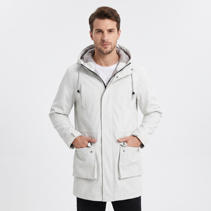 Men's Fleece Lined Softshell Parka Hooded Zip Up Longline Windproof Winter Coat