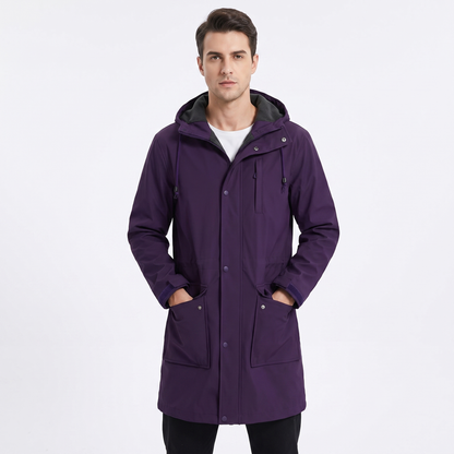 Men's Fleece Lined Softshell Parka Hooded Zip Up Longline Windproof Winter Coat