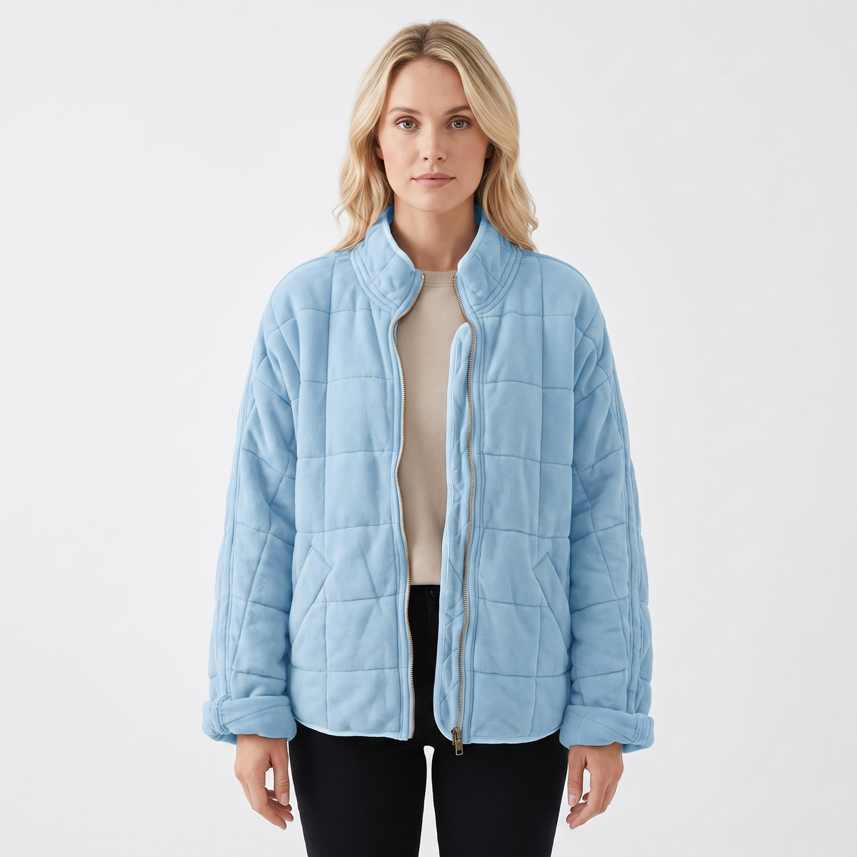 Women's Quilted Puffer Jacket Oversized Zip-Up Padded Casual Coat