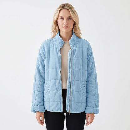 Women's Quilted Puffer Jacket Oversized Zip-Up Padded Casual Coat
