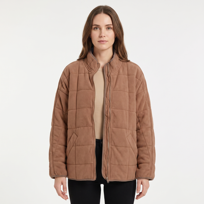 Women's Quilted Puffer Jacket Oversized Zip-Up Padded Casual Coat