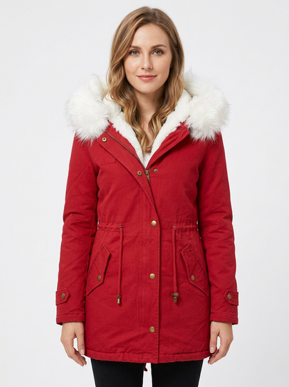 Women's Faux Fur Hooded Parka Fleece-Lined Winter Coat