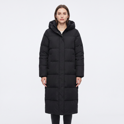 Women's Long Puffer Coat Hooded Quilted Padded Winter Jacket