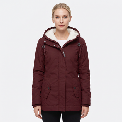 Women's Sherpa Lined Parka Hooded Waterproof Winter Jacket