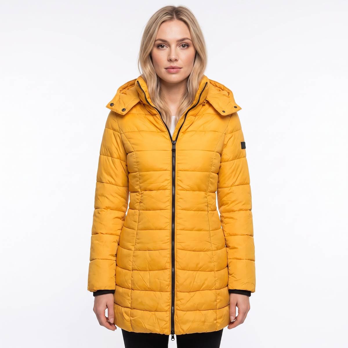 Women's Longline Quilted Puffer Coat Hooded Padded Winter Jacket
