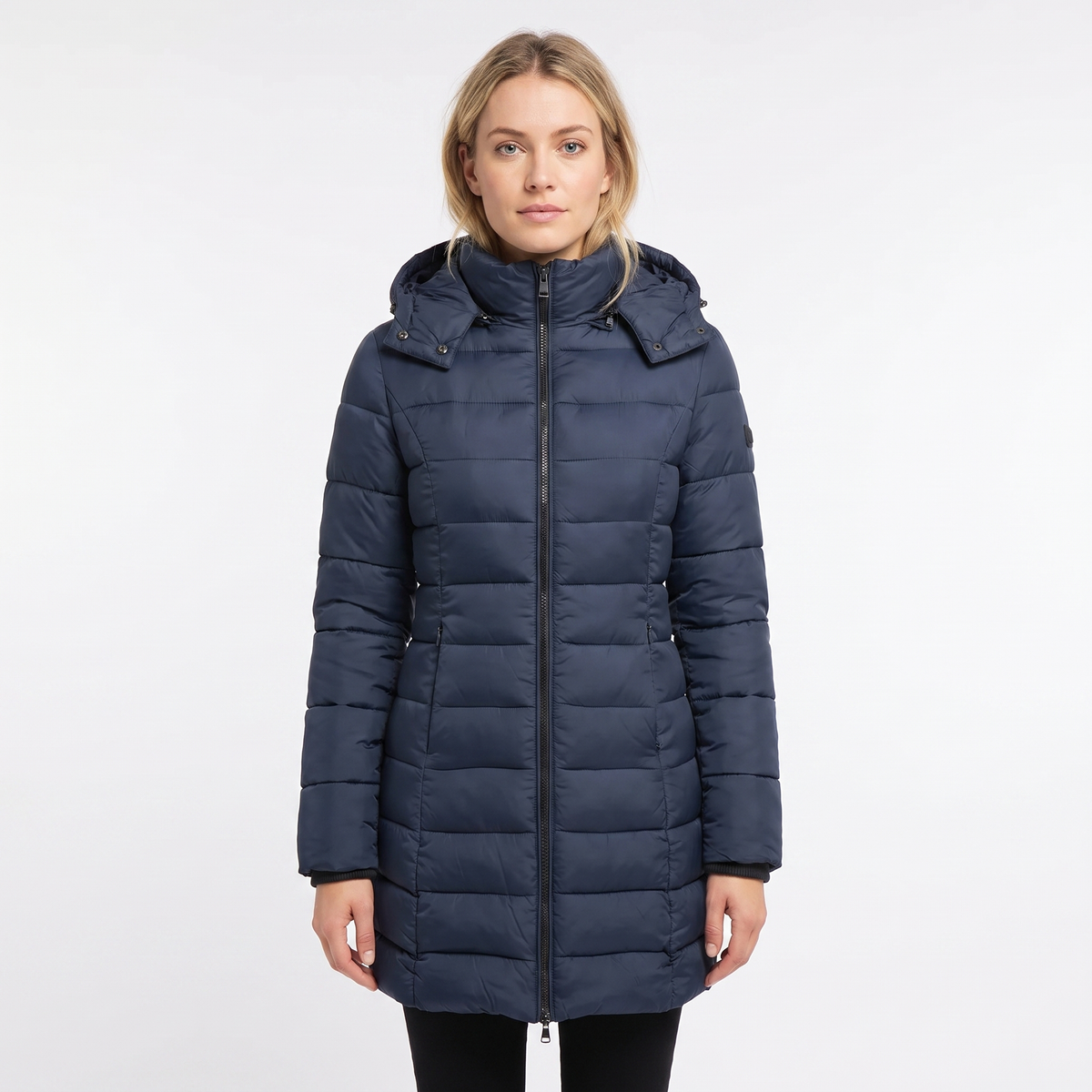 Women's Longline Quilted Puffer Coat Hooded Padded Winter Jacket