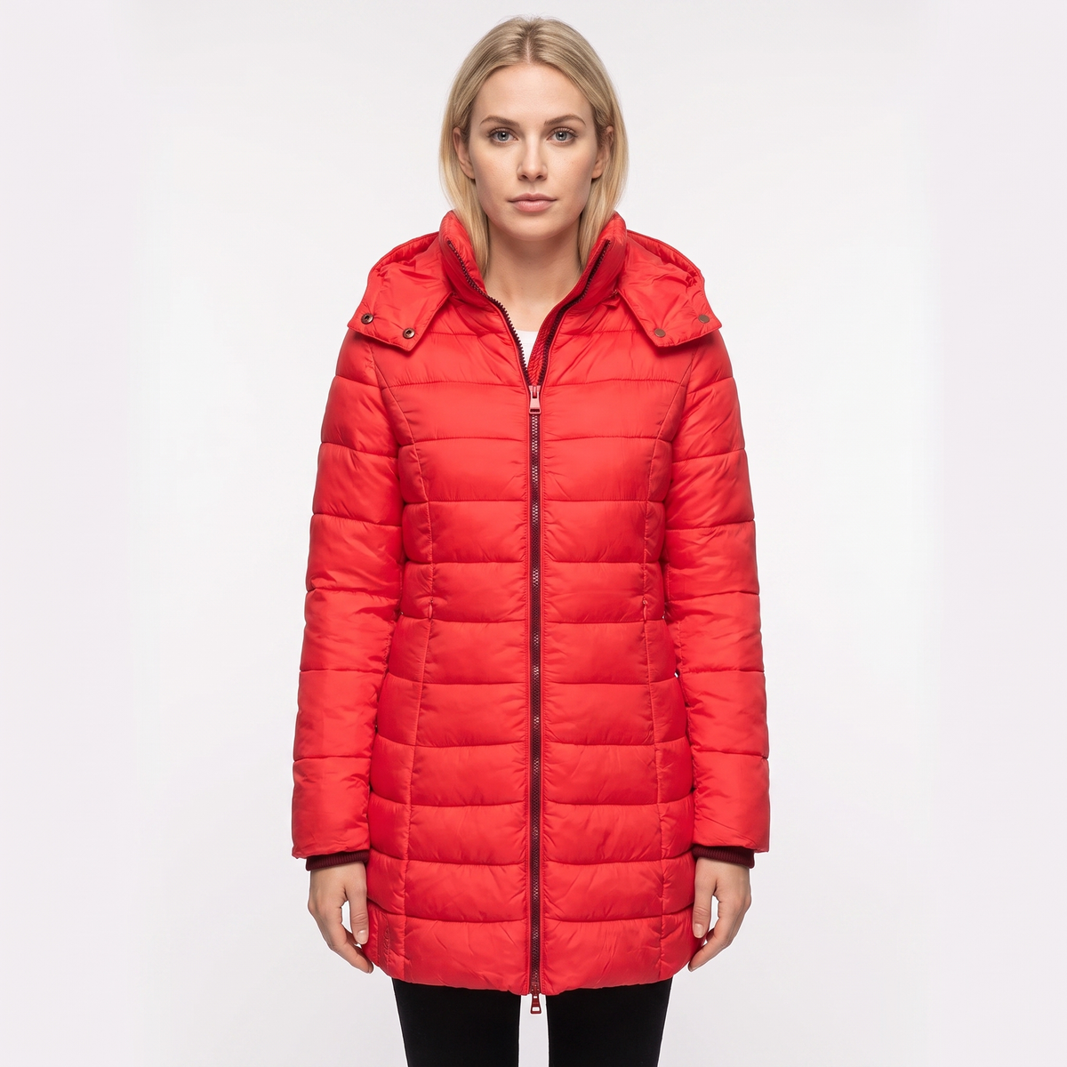 Women's Longline Quilted Puffer Coat Hooded Padded Winter Jacket