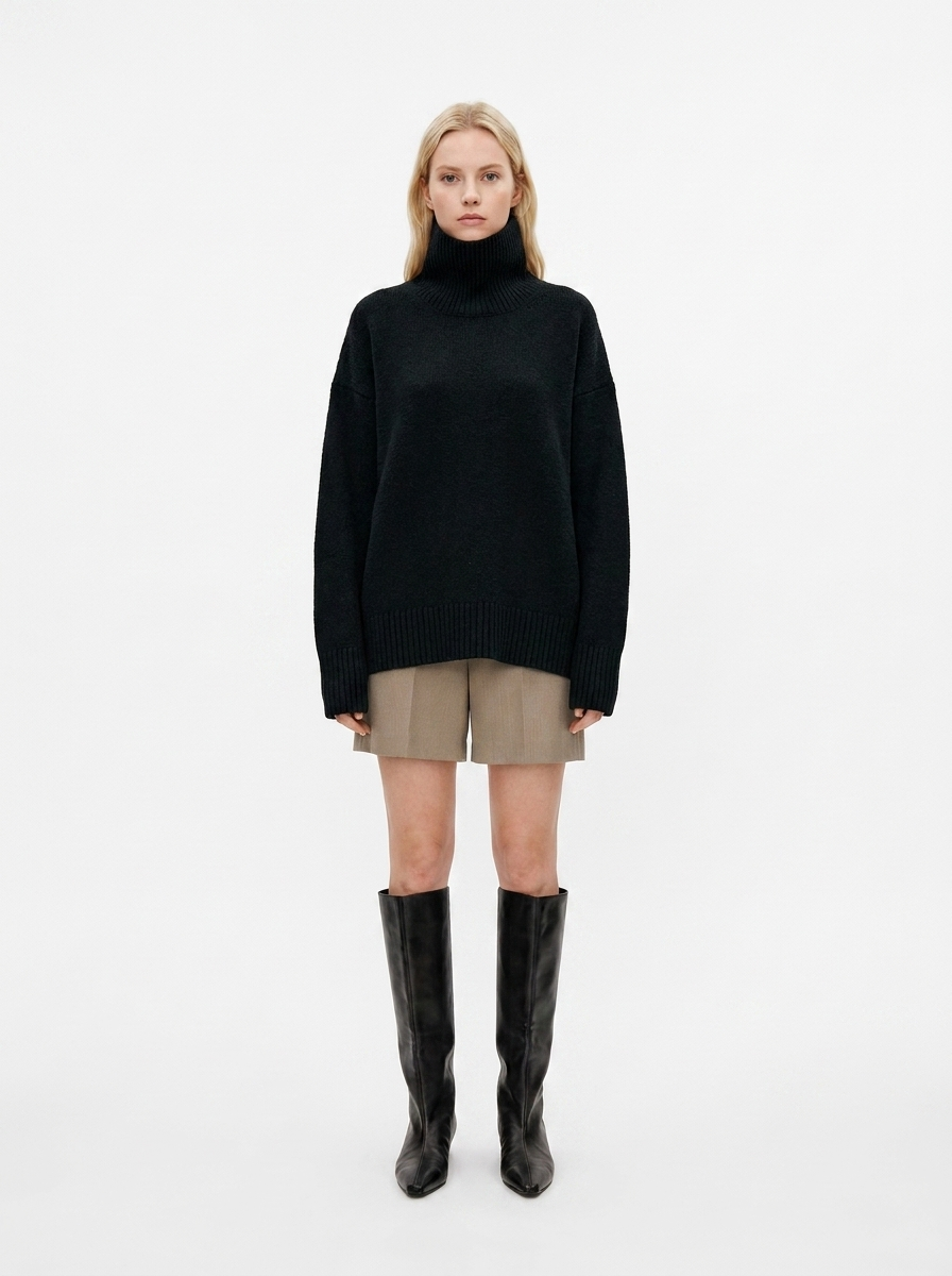 Women's Oversized Turtleneck Sweater Chunky Knit Pullover