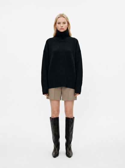 Women's Oversized Turtleneck Sweater Chunky Knit Pullover