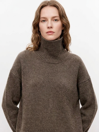 Women's Oversized Turtleneck Sweater Chunky Knit Pullover