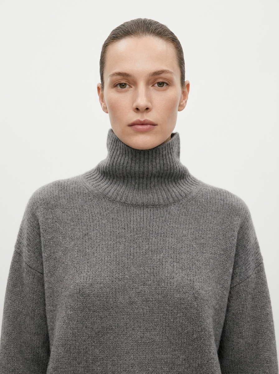 Women's Oversized Turtleneck Sweater Chunky Knit Pullover