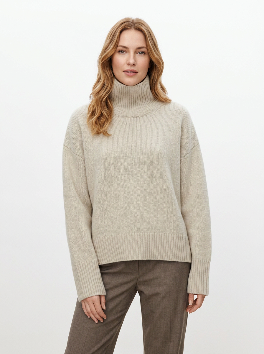 Women's Oversized Turtleneck Sweater Chunky Knit Pullover