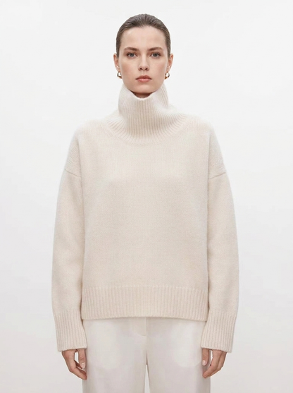 Women's Oversized Turtleneck Sweater Chunky Knit Pullover