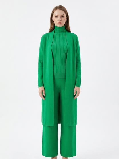 Women's Three-Piece Knit Set Cardigan Tank Wide-Leg Pants