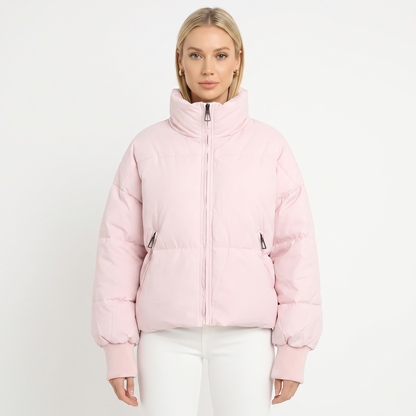 Women's Cropped Puffer Jacket Oversized Zip-Up Coat