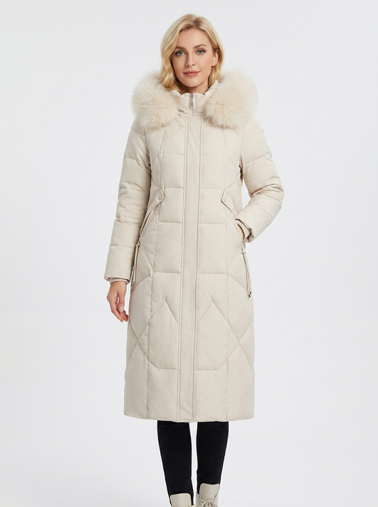 Women's Long Puffer Coat Fur Hood Down Winter Jacket