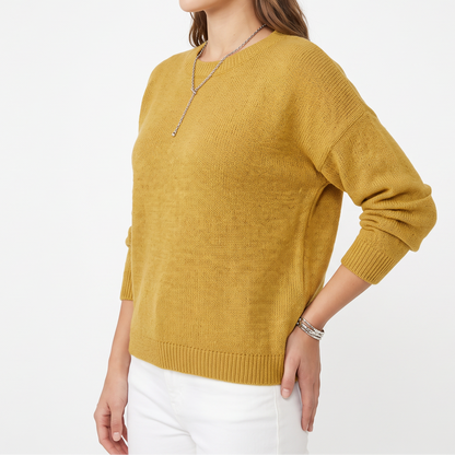 Women's Fine-Knit Sweater – Round Neck Loose Fit