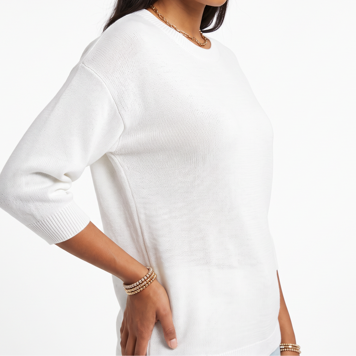 Women's Fine-Knit Sweater – Round Neck Loose Fit