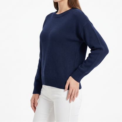 Women's Fine-Knit Sweater – Round Neck Loose Fit
