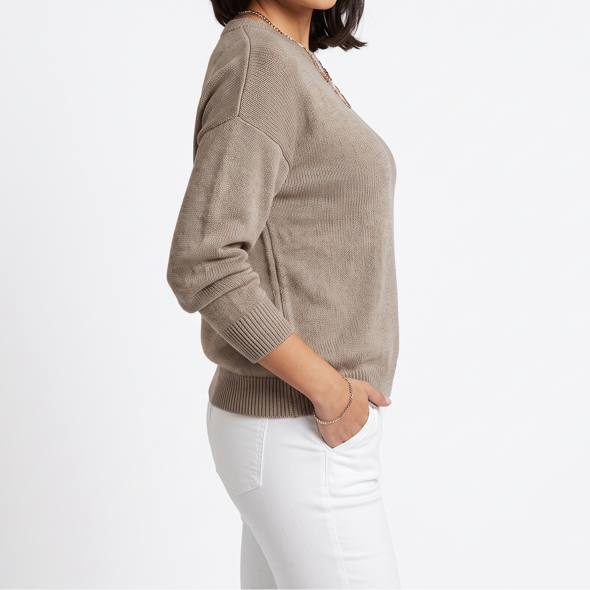 Women's Fine-Knit Sweater – Round Neck Loose Fit
