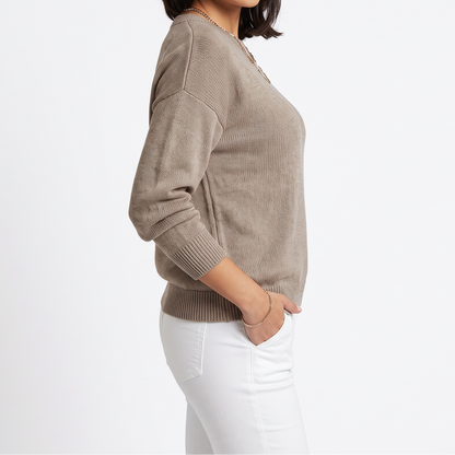 Women's Fine-Knit Sweater – Round Neck Loose Fit