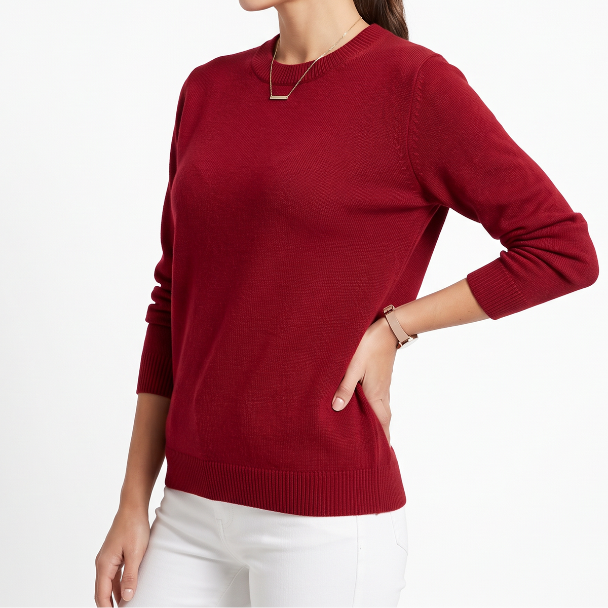 Women's Fine-Knit Sweater – Round Neck Loose Fit