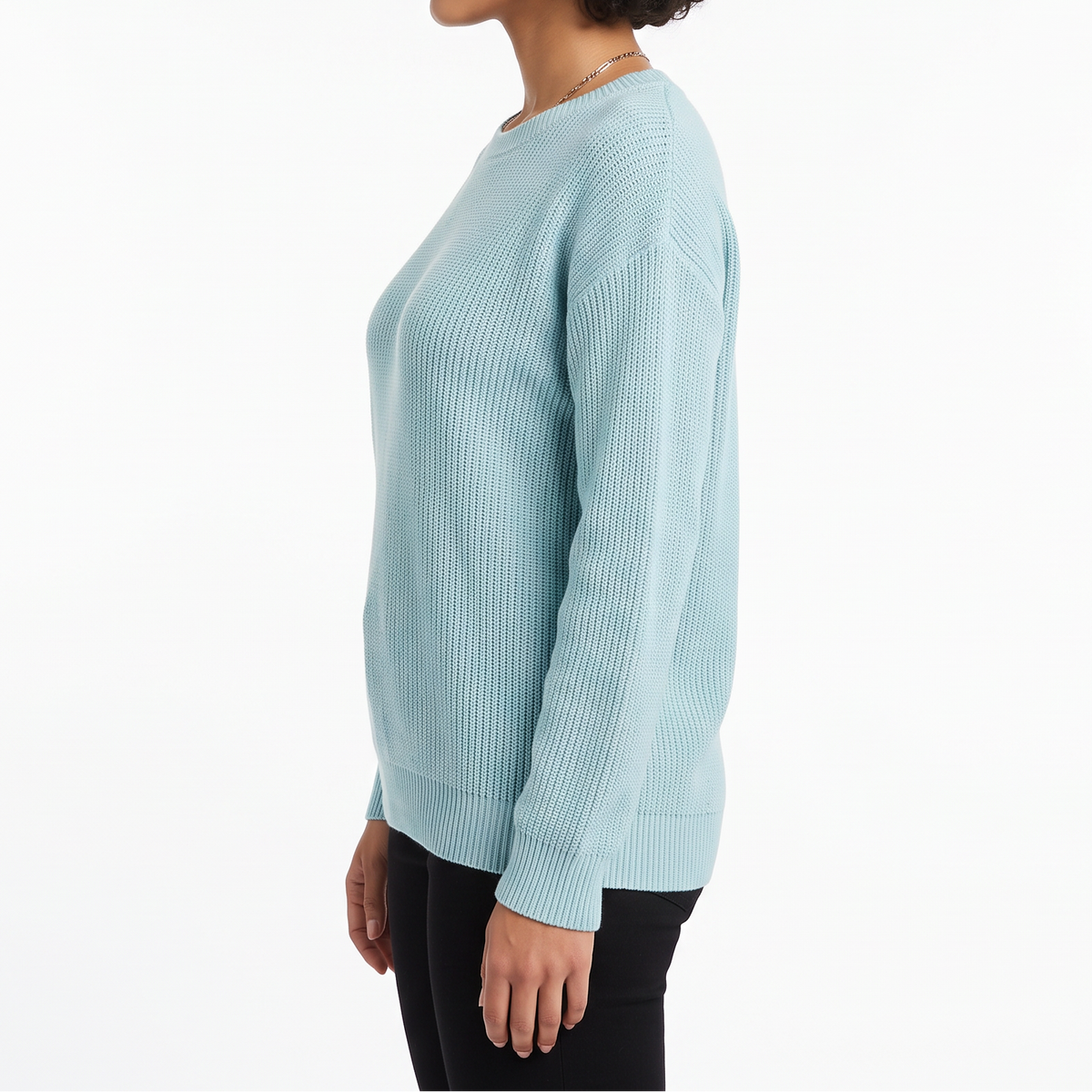 Women's Fine-Knit Sweater – Round Neck Loose Fit