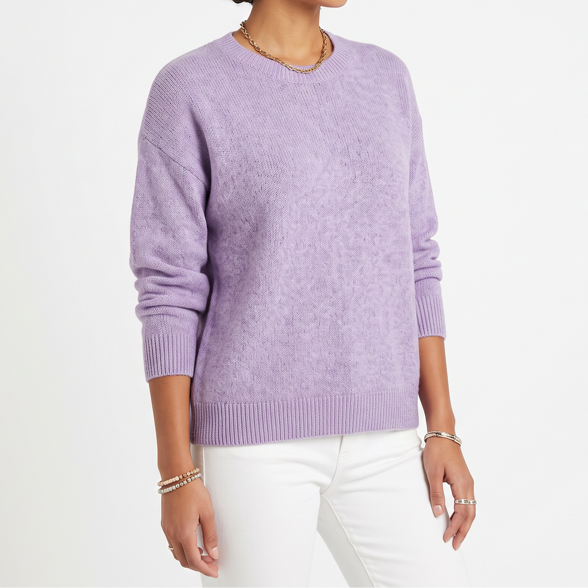 Women's Fine-Knit Sweater – Round Neck Loose Fit