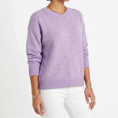 Women's Fine-Knit Sweater – Round Neck Loose Fit